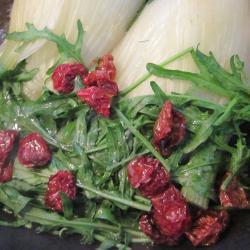 fenchel mit rucola und sonnengetrockneten tomaten