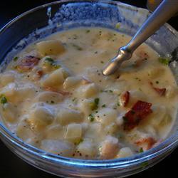 flämische kartoffelsuppe mit geräuchertem speck