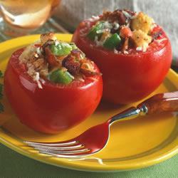 gefüllte tomaten mit speck und paprika