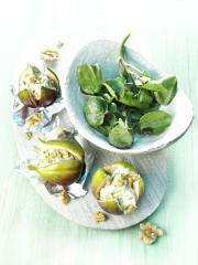 gegrillte walnuss feigen mit brunnenkressesalat