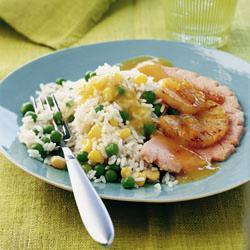 glasiertes schinkensteak mit ananas