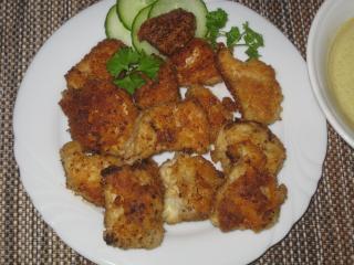 kokos putennuggets mit joghurt currysoße