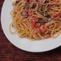 spaghetti mit mangold tomaten und senf sahnesoße