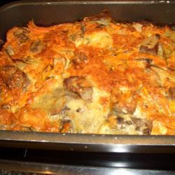 gemüsegratin mit schweinefilet