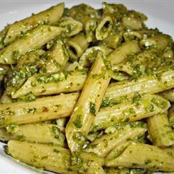 penne mit fettarmem knoblauch pesto